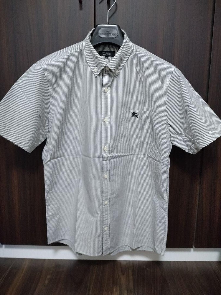 BURBERRY BLACKLABEL Striped Shirt Short sleeve White Black Men Size 2/S-M Used
