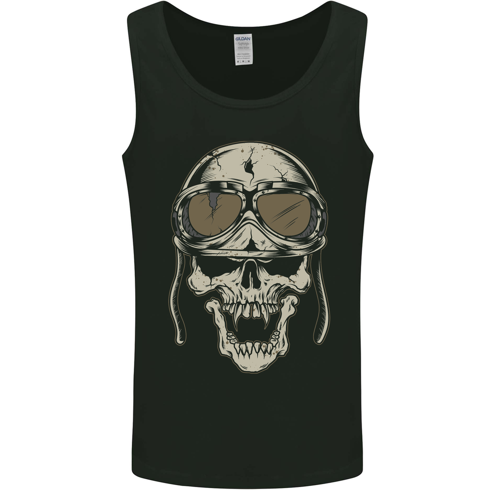 Biker Skull Motorcycle Skulls Motorbike Mens Vest Tank Top