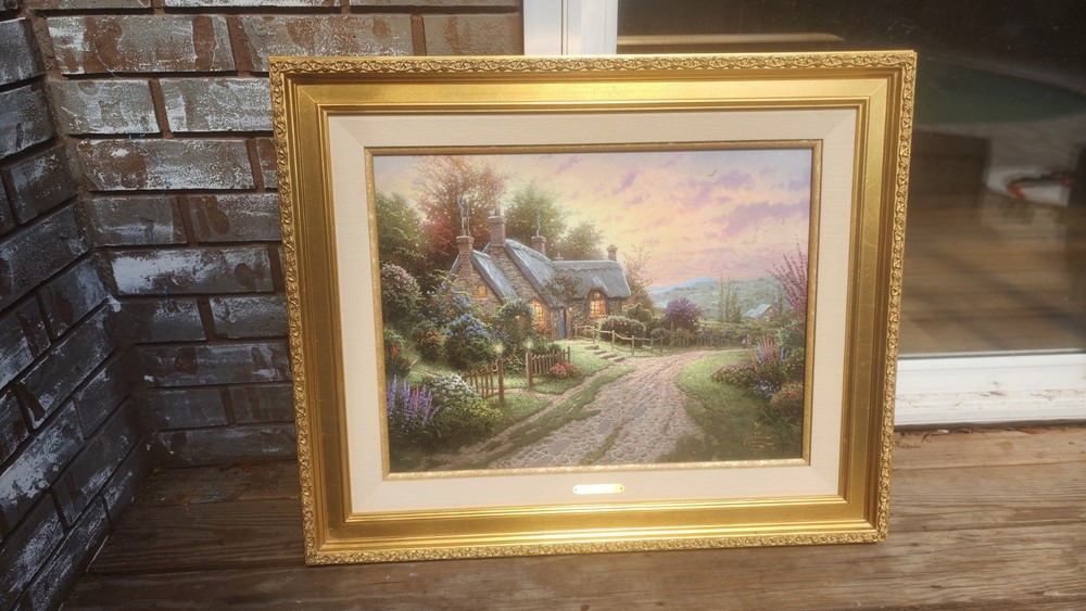Signed Thomas Kincade A Peaceful Time 18x24 Oil on Canvas Painting