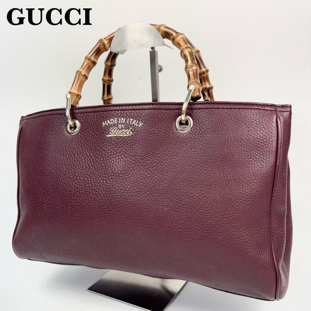 Gucci Bamboo Leather Medium Shopper Tote Handbag in Excellent Condition