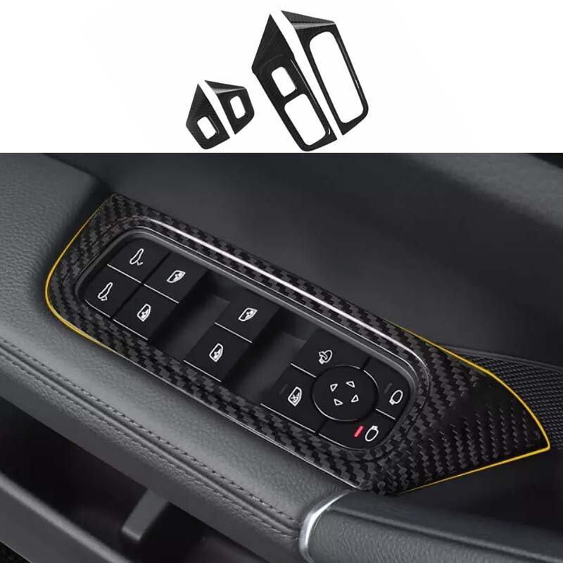 Interruptor de panel de elevación de ventana de ajuste de cubierta de fibra de carbono seca para Porsche Cayenne 2018-22