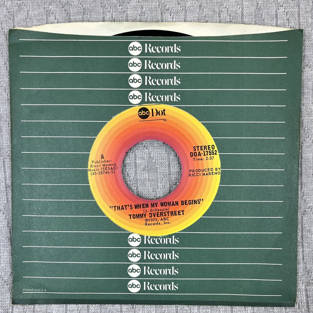 Vintage 45 RPM record Tommy Overstreet Abc DOT records country western blues