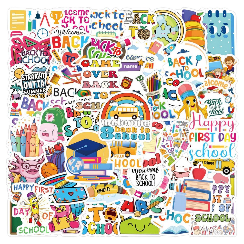 120pcs Back to School Stickers for Water Bottle Laptop Luggage Skateboard Graffi-image