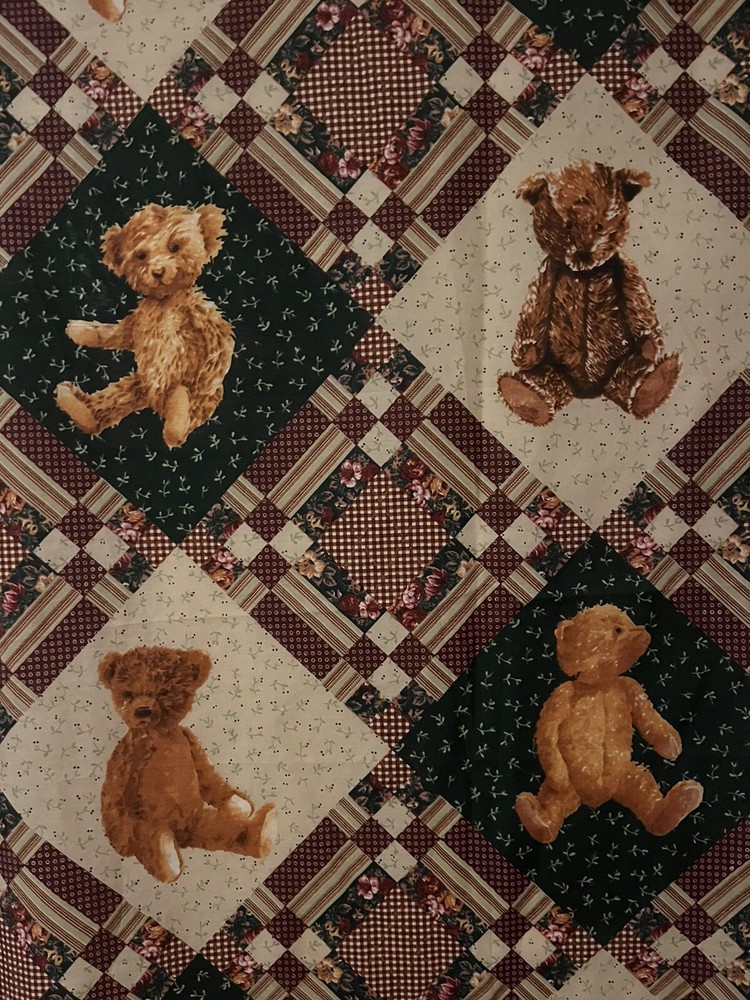 Vintage Cottage Floral  Curtain Set Teddy Bear Collector’s Granny Core Too Sweet