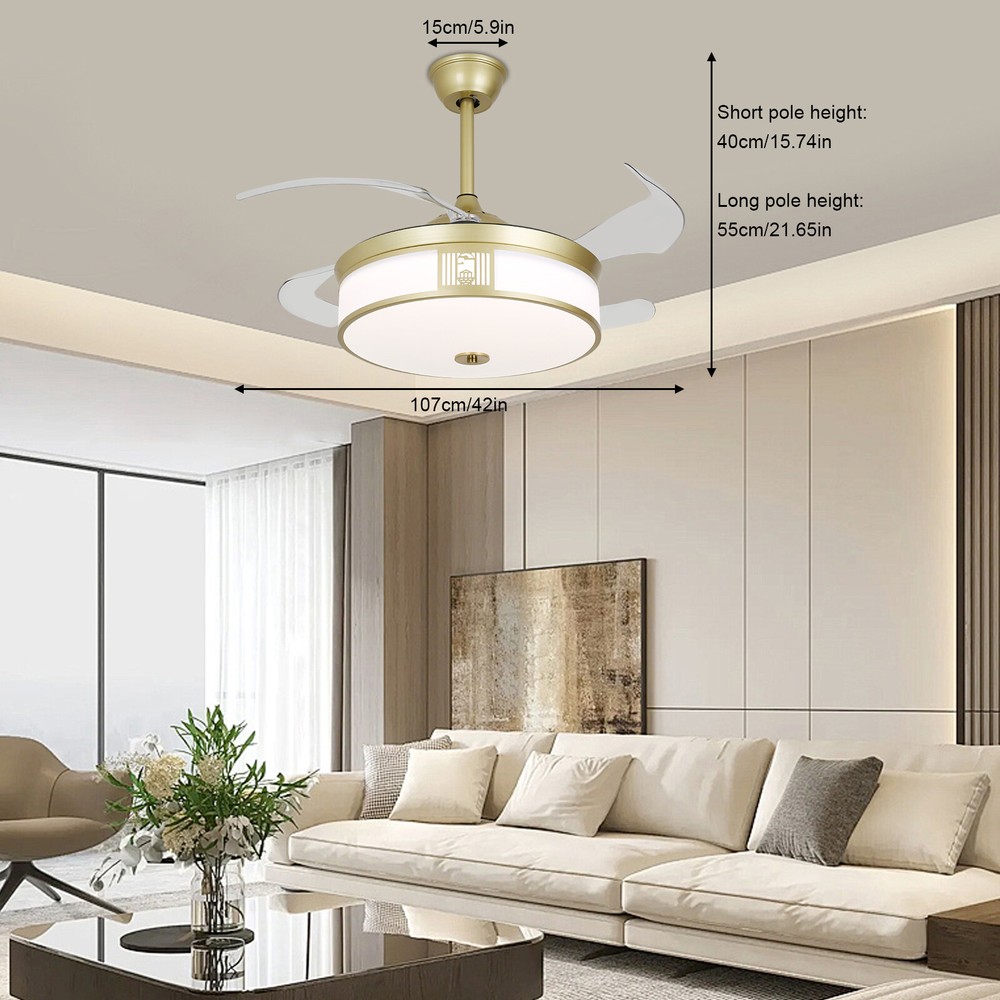 42-Inch Modern LED Ceiling Fan with Remote and Tri-Color Temperature Light