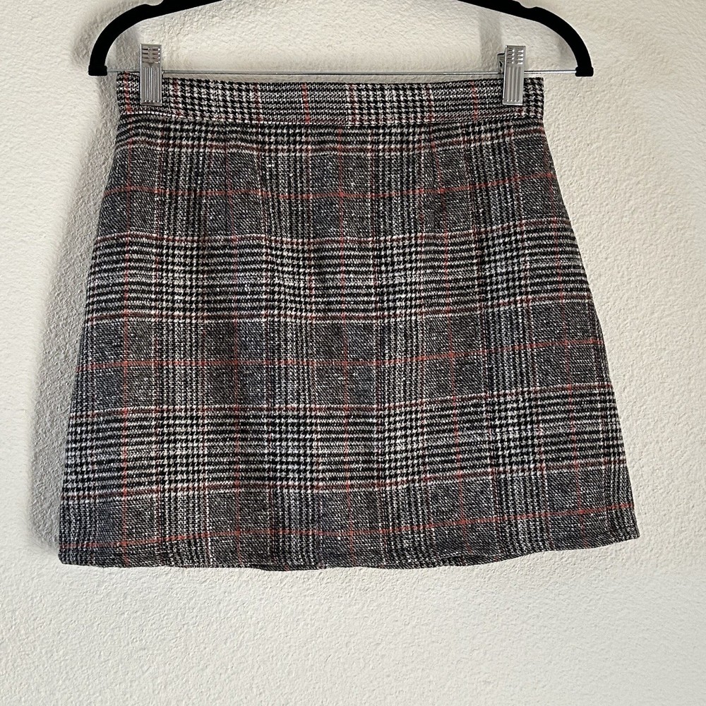 Plaid Mini Skirt for Women Brown Orange Fall Winter Preppy Academia Style Medium Fit  