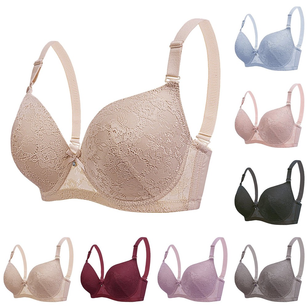Plus Size Lace Underwire Bra with Foam Support Lift for Women D Cup Thin Style