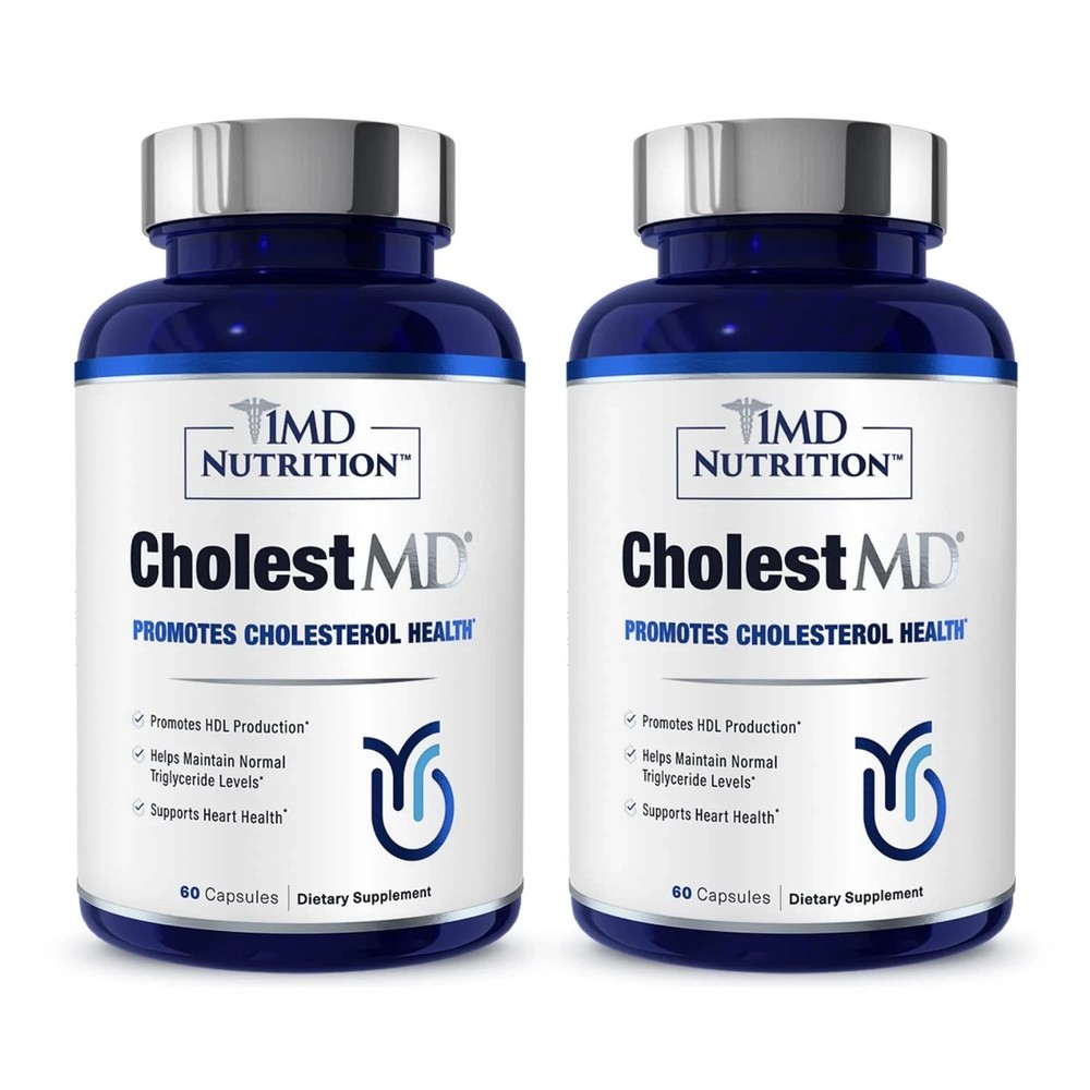 2 Pk 1MD CholestMD Promotes Cholesterol Health New Sealed 60 Capsules
