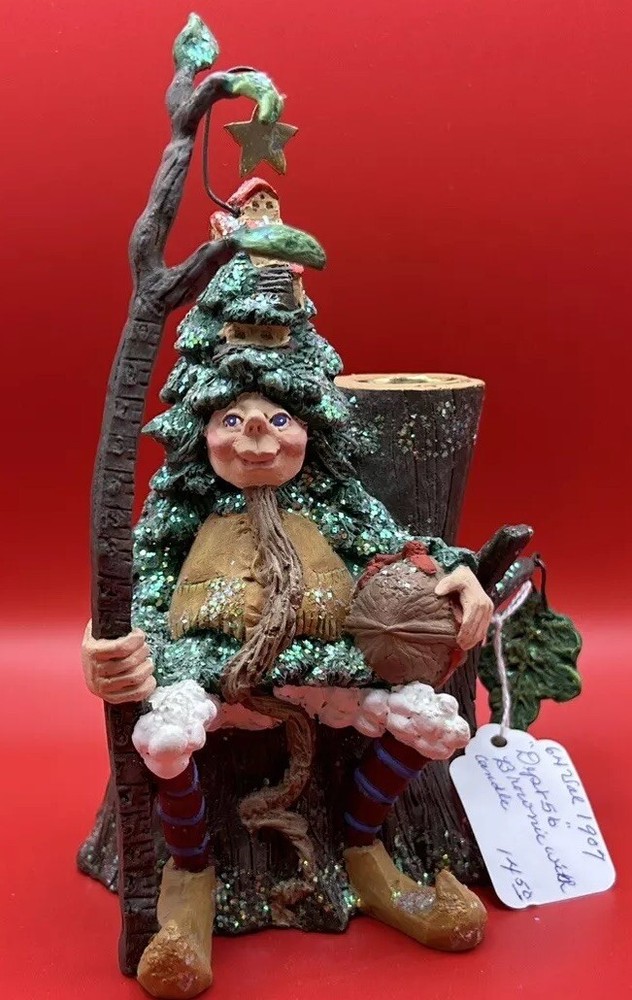 VTG Dept 56 Christmas Brownies Magical Fairy Woodland Fantasy Elf Candle Holder