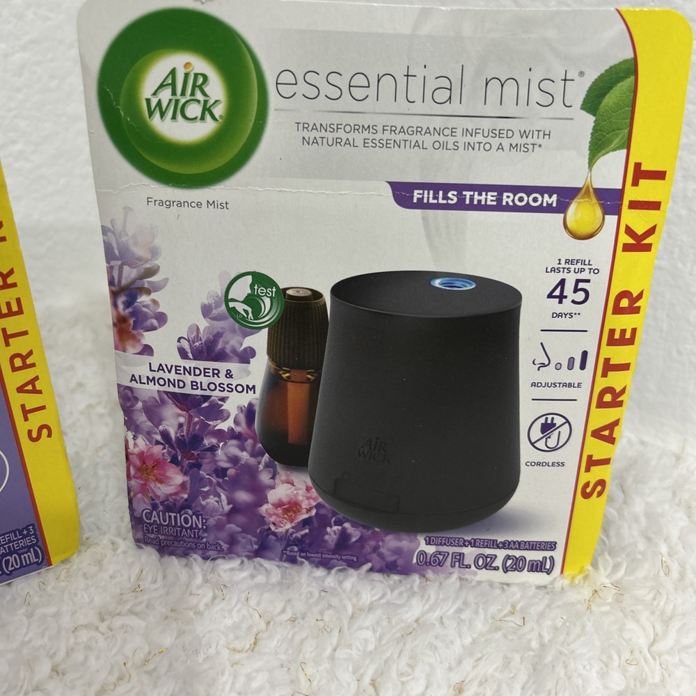 Air Wick Essential Mist Starter Kit Oil Diffuser Lavender Almond Blossom Aromatherapy