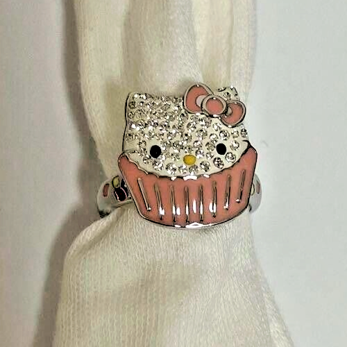 Hello Kitty Swarovski Ring Size 4.75 Preowned No Case
