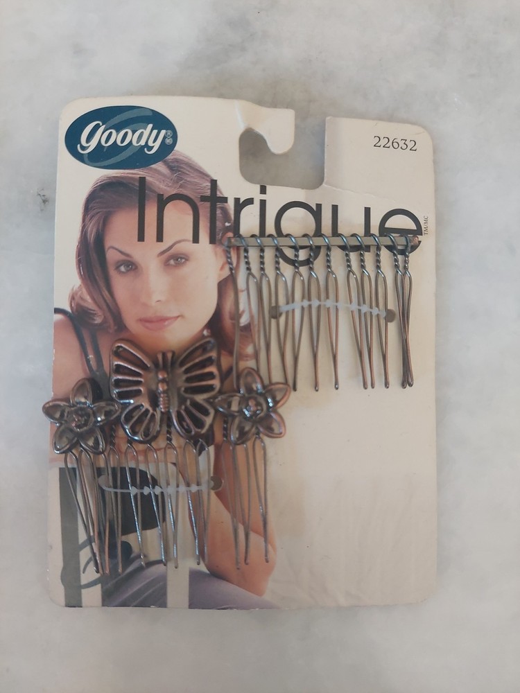 Vtg 1990's Y2K Mini Hair Comb Bronze Floral And BUTTERFLY ~ UNWORN  *L