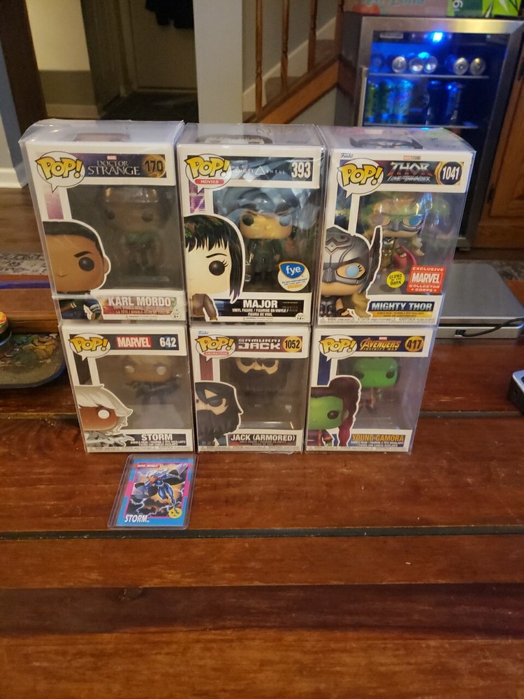 Funko Pop Lot of 6 Including Storm Jack Gamora Mordo Major Thor with Bonus Storm Card