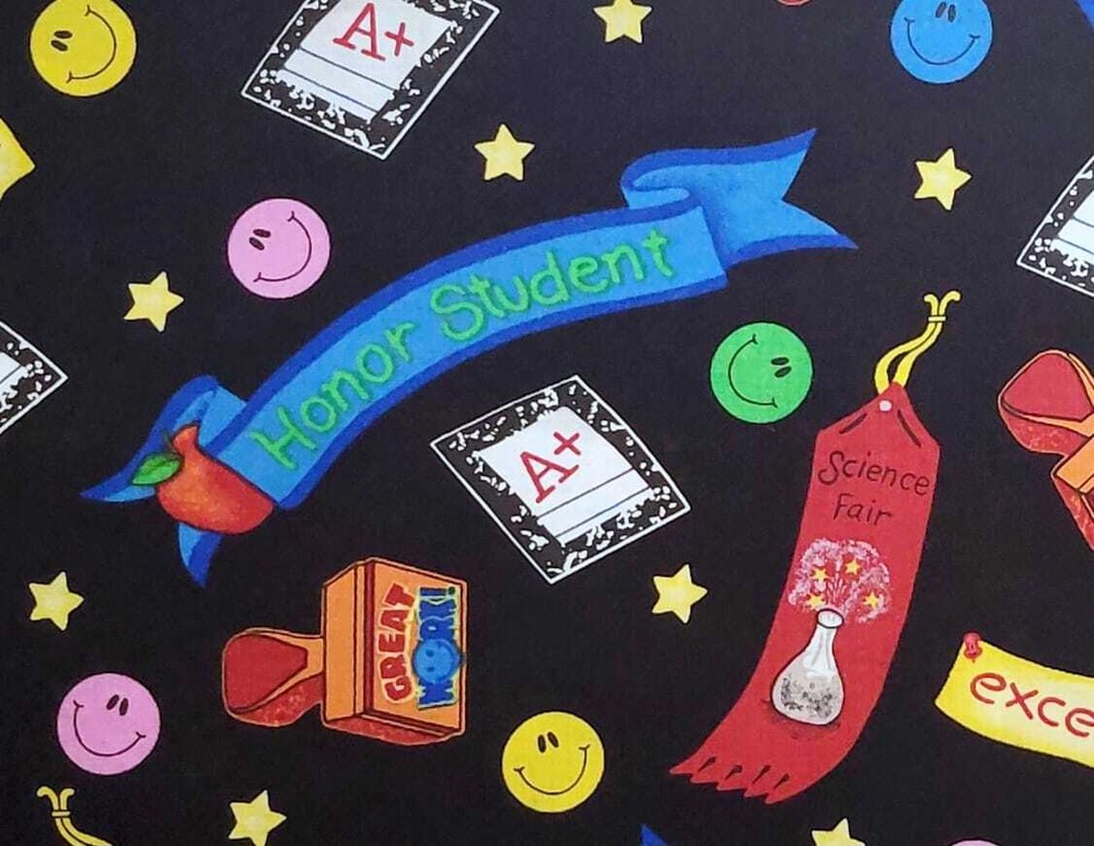 Back to School Award Notebook Honor Student Cotton Fabric Traditions 1 1/2 yard-image