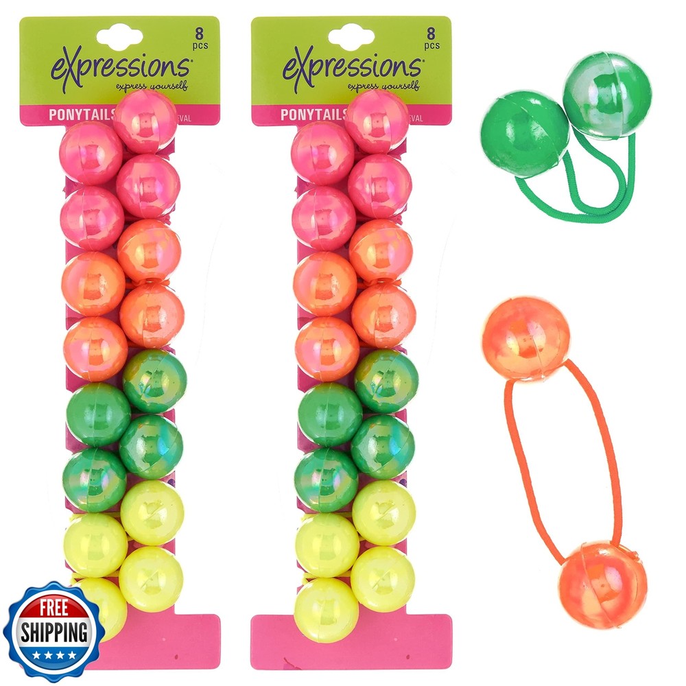 16-Piece Neon Ponytail Holder Set - Vibrant Hair Elastics for Stylish Looks