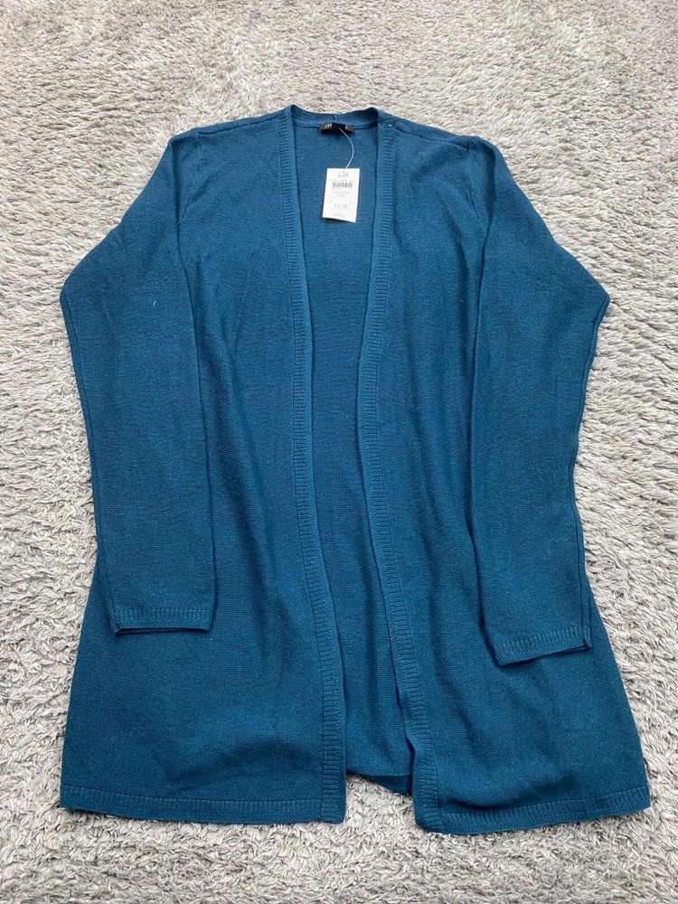J Jill Sweater Women XS Wearever Tidewater Teal Double Face Duster Cardigan NWT