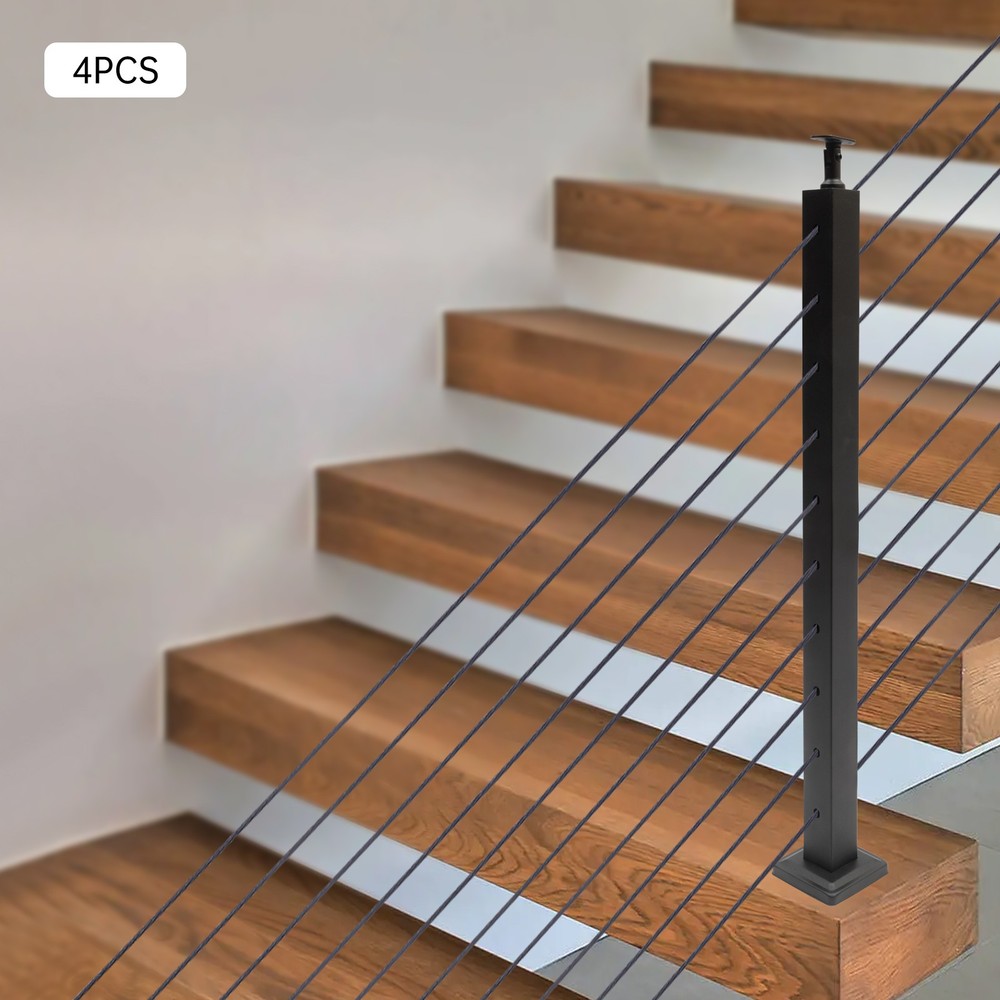 Stainless Steel Cable Railing Post Kit for Stairs Deck DIY 36x2x2