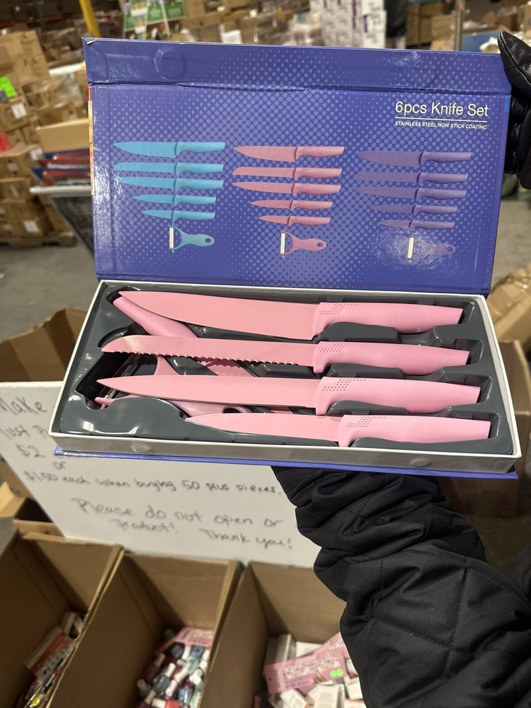 pink 6 piece knife set