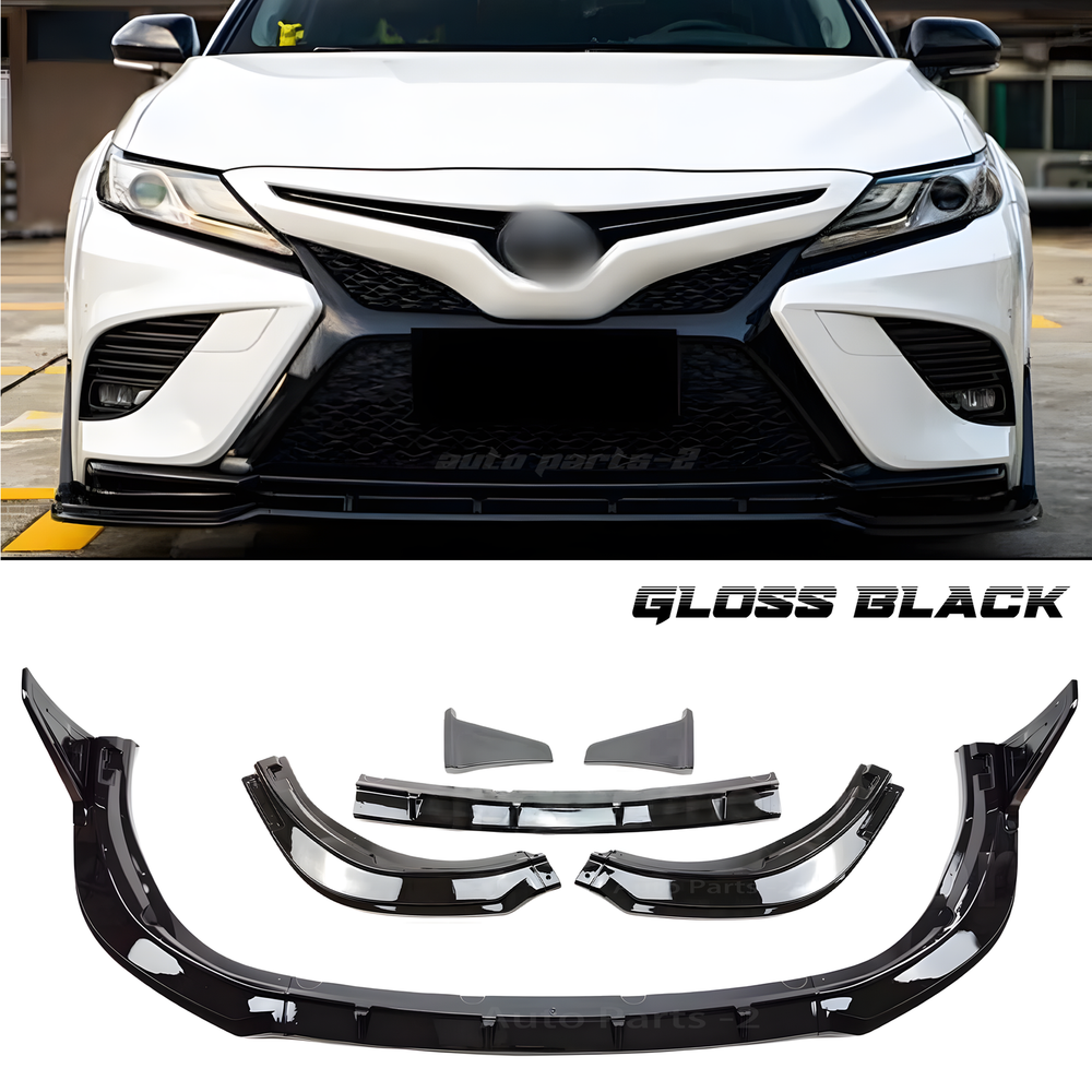 Front Bumper Lip Splitter Spoiler 5pc Gloss Black For Toyota Camry SE/XSE 18-24