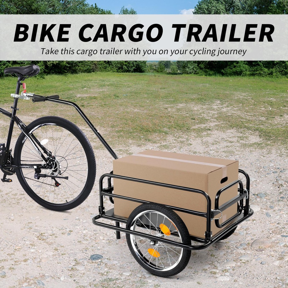 Bike Cargo Trailer Wagon Bicycle Trailer with Universal Hitch, 16'' Big Wheels