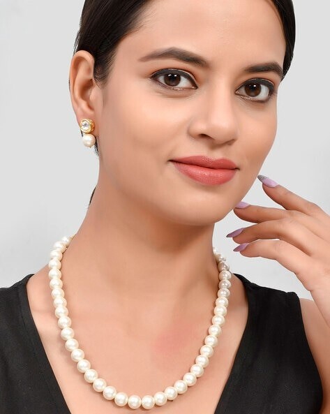 Indian Bollywood Pearl Gold Plated Beaded Necklace Bridal Wedding Jewelry Sets