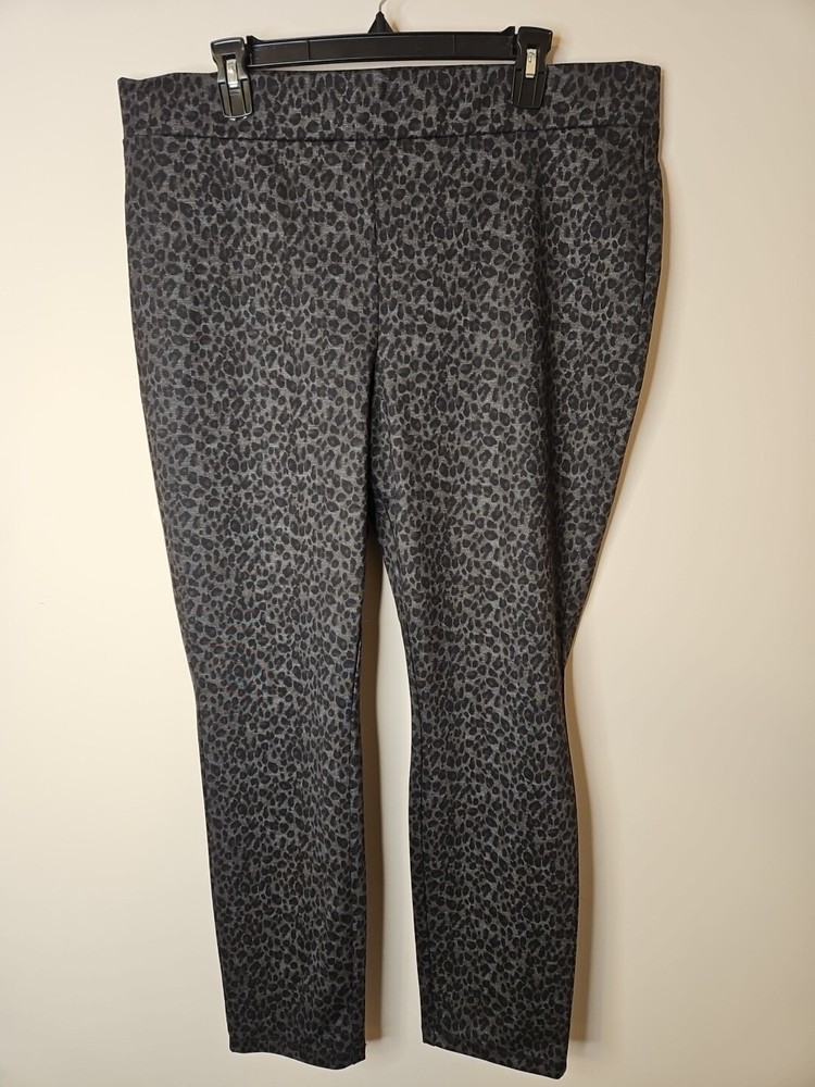 NYDJ Womens Size 16 Gray Animal Print Jodie Ponte Knit Pants with Lift Tuck Tech