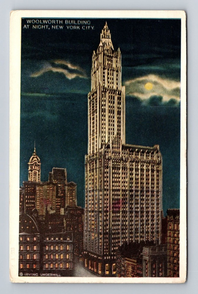 New York City NY, Woolworth Building, Souvenir, Vintage Postcard