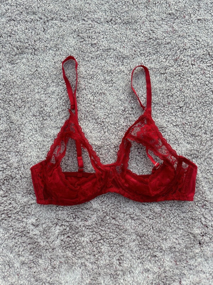 shirley of hollywood bra Peekaboo 38 Red Open cup