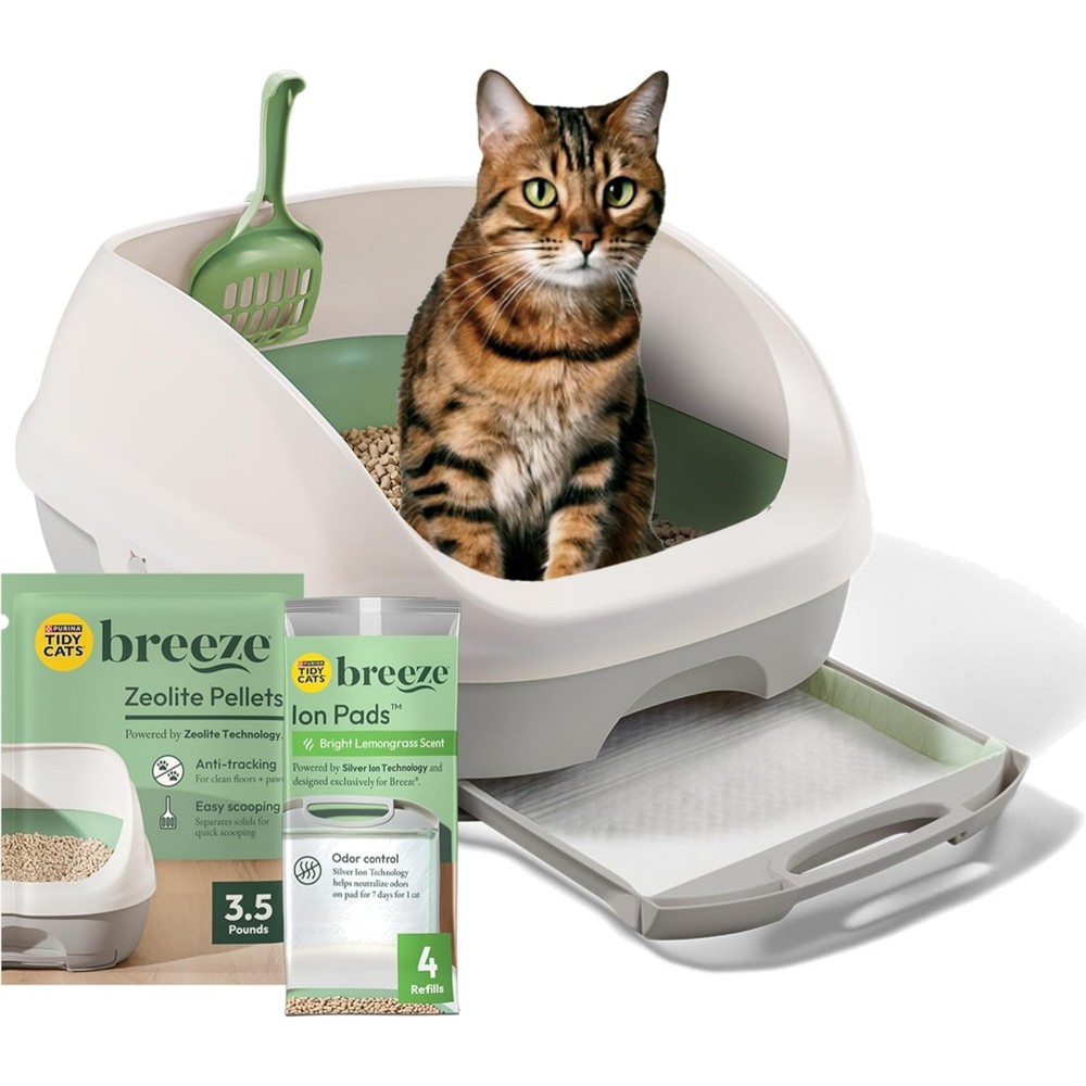 Cat Litter Box System Abs Pellets Pads Odor Control Dust-Free for easy Clean