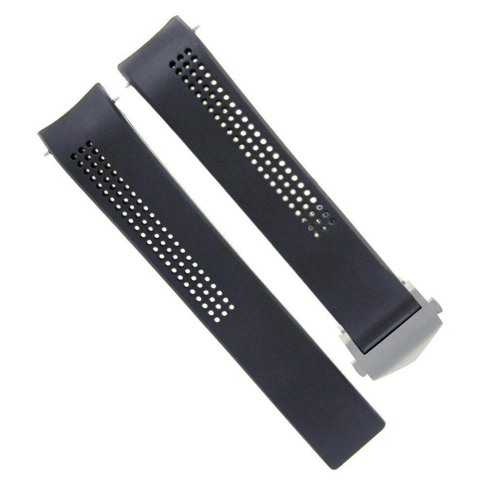 20mm Black Rubber Strap with Clasp for Tag Heuer Carrera Calibre Watch