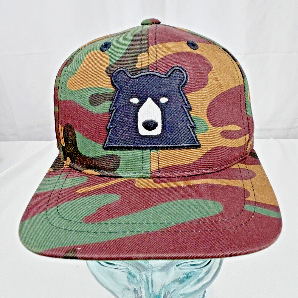 Youth Camo Cap Bear Green Brown Snapback The Classics YP Yupoong 17.5-20