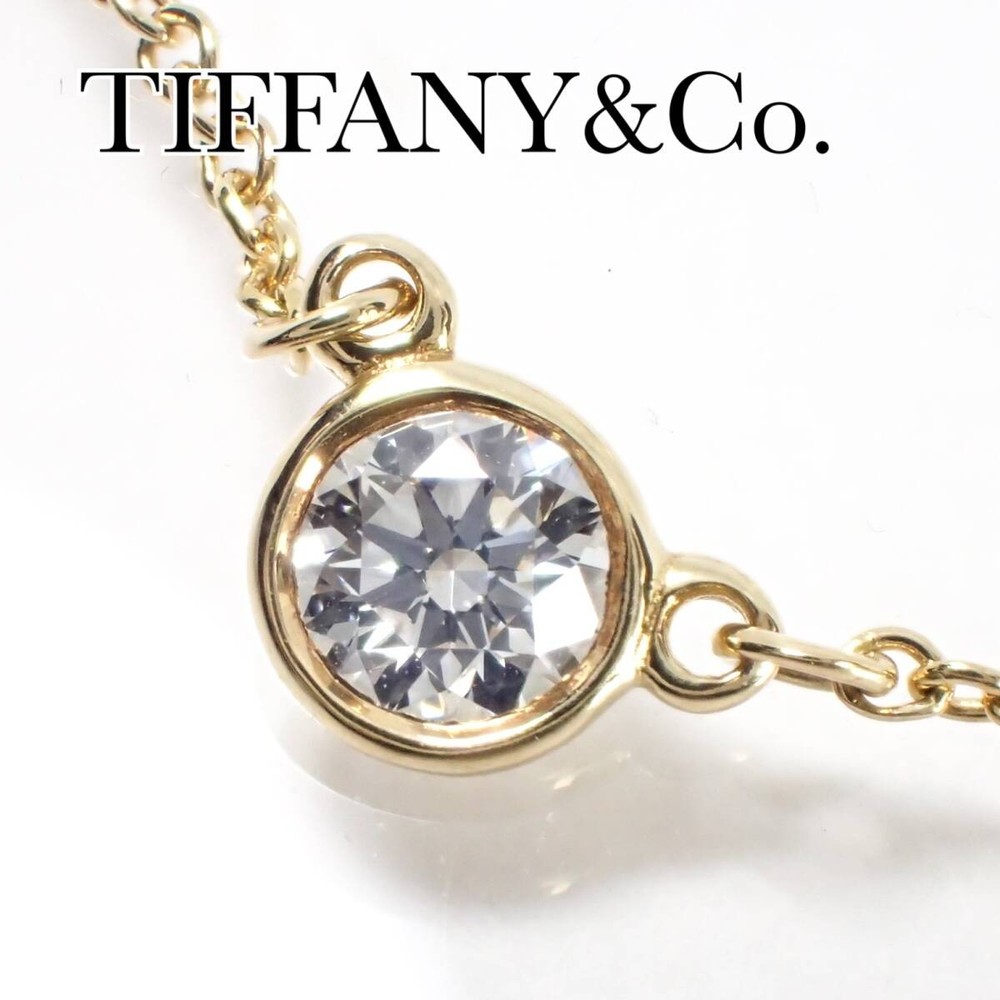 TIFFANY Co K18YG diamond by the yard necklace with case
