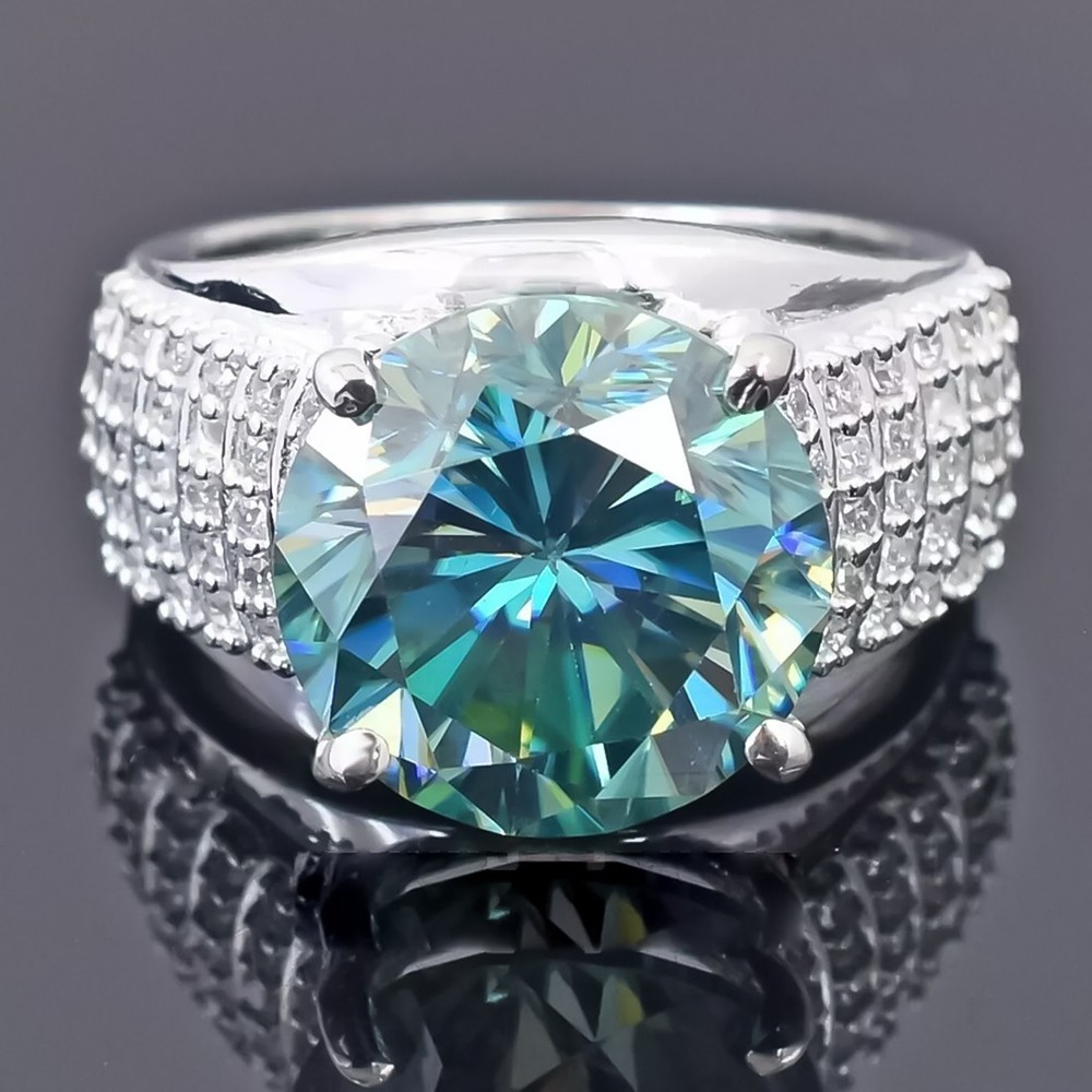 8.55 Ct Certified Round Cut Blue Diamond Solitaire Ring 925 Sterling Silver