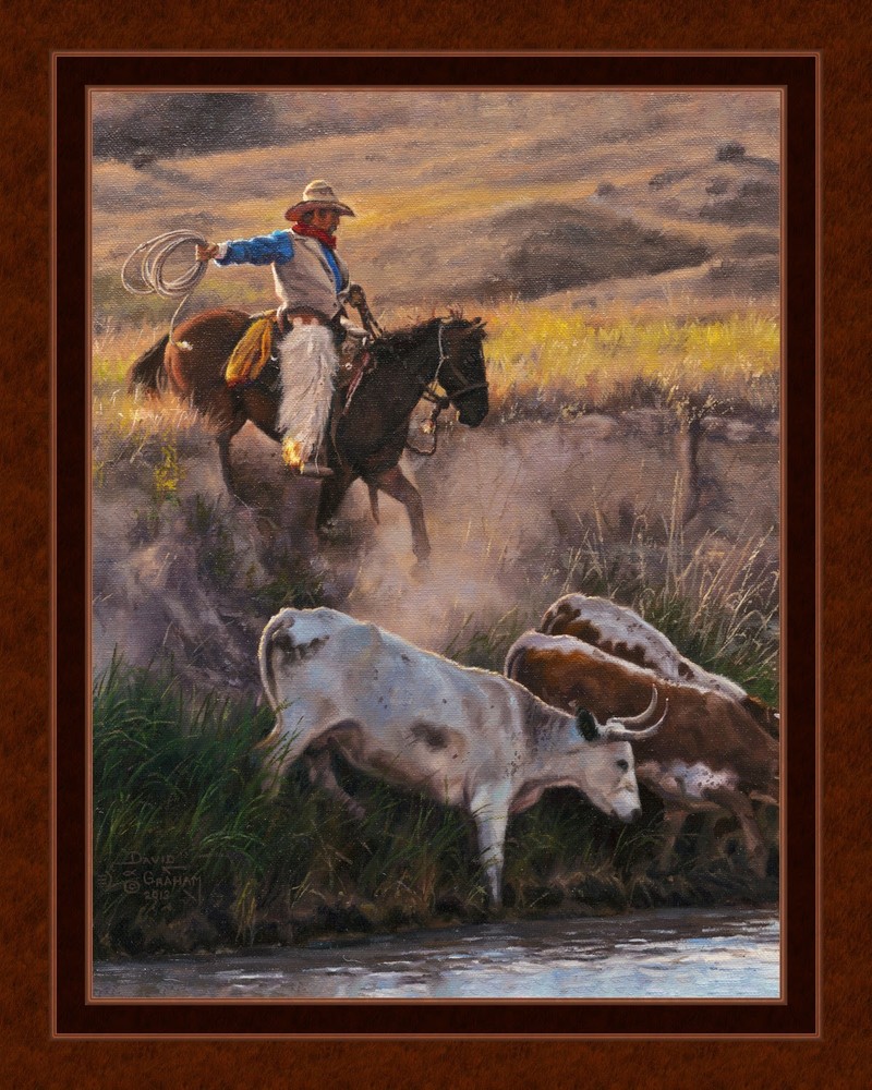 COAXING THE LEADER Cowboy & Western Drive Quilt Panels 45