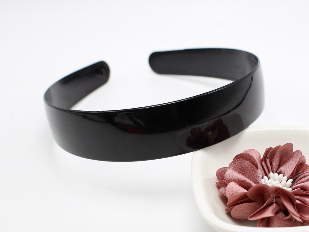 5 Black Plastic Wide Alice Headbands 25mm Hair Accessories for Women