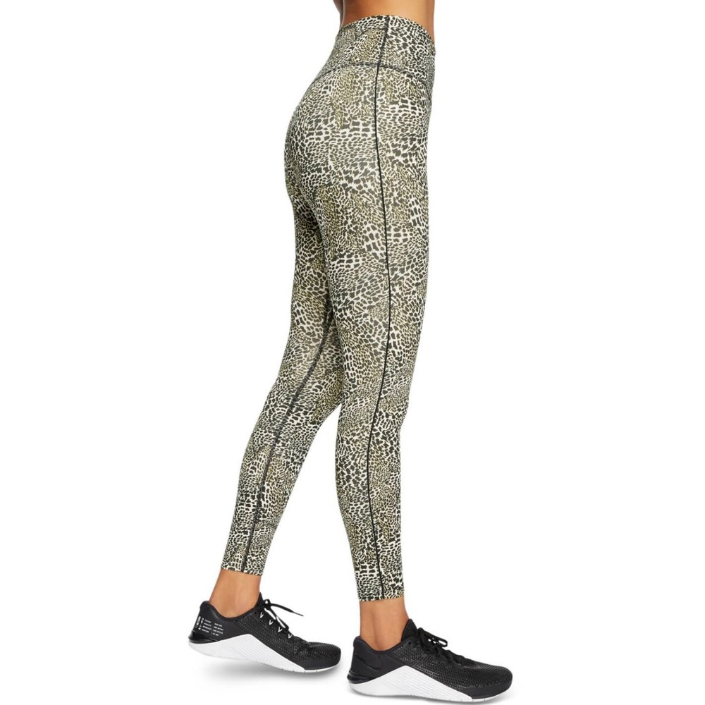 NIKE DRI-FIT Black Yellow Animal Print Athletic Exercise Workout Leggings XS