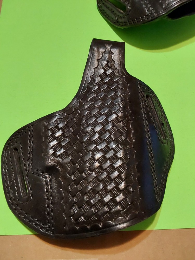 Vintage Tex Shoemaker & Son 68-Pc Basket Weave Holster Black Leather G27