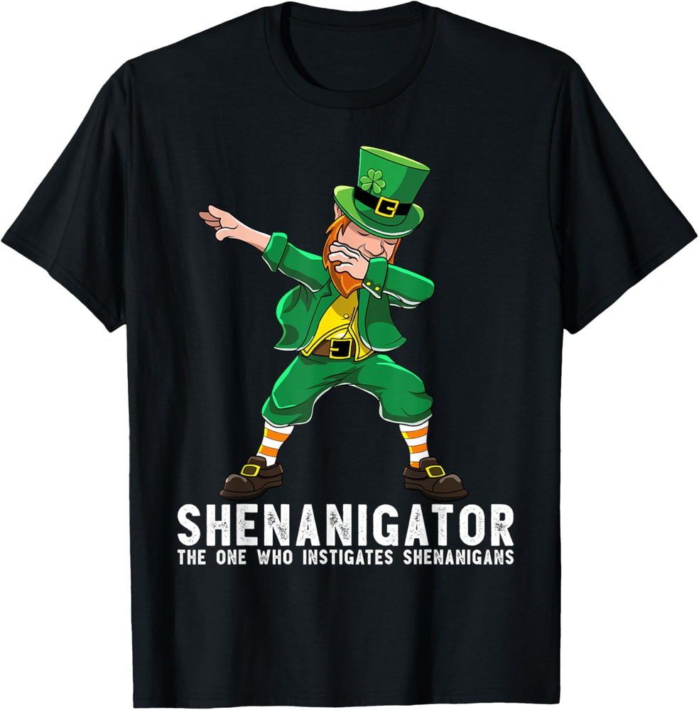 St Patricks Day Shirt men Shenanigator Dabbing Leprechaun T Shirt