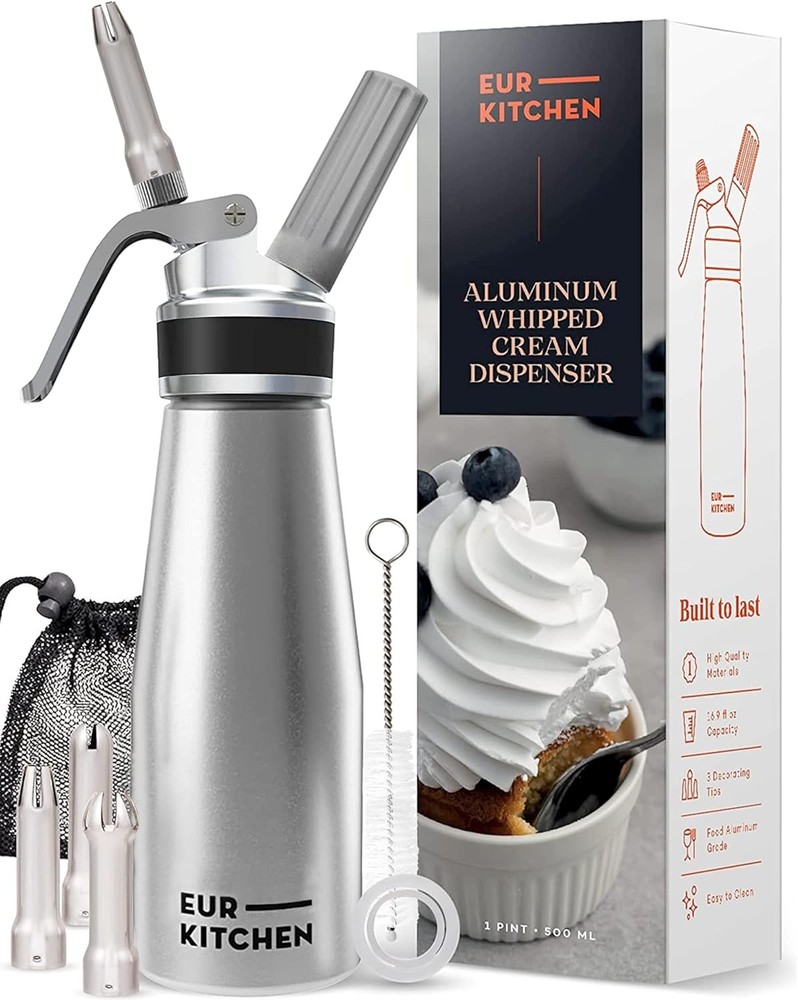 Professional Aluminum Whipped Cream Dispenser - Leak-Proof Cream Canister