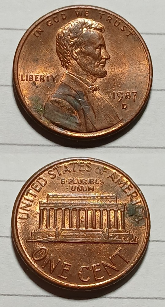 1987-D Lincoln Memorial Penny D/D Repunched Mint Mark RPM FS-501 Error Coin