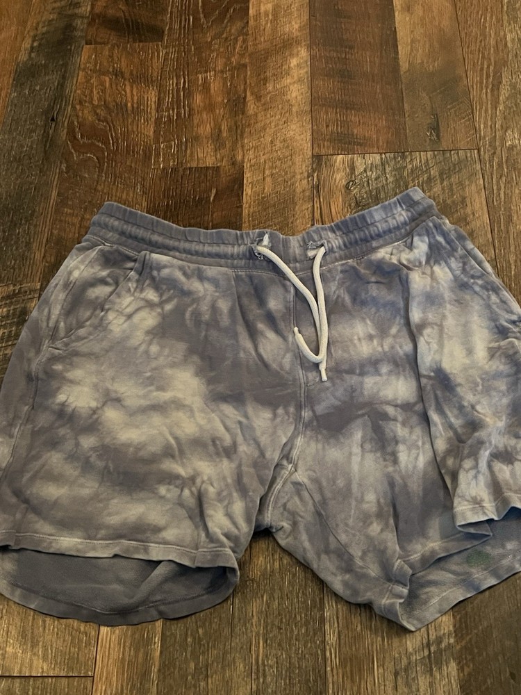 Old Navy Women's Tie Dye Sweat Shorts Blue White Drawstring Pockets Size S