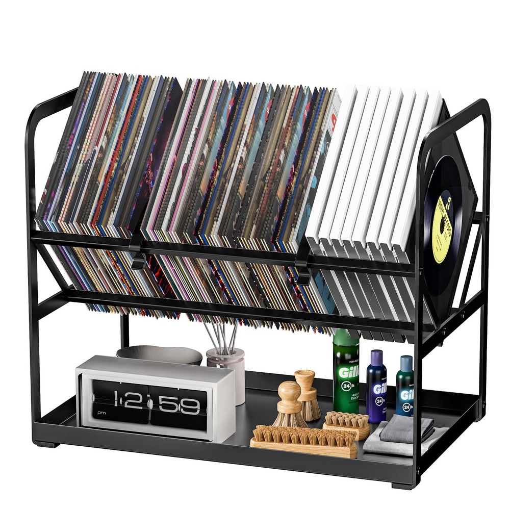 Vinyl Record Holder Stand 80100 Lp Vinyl Record Storage Rack Shelf With Dividers