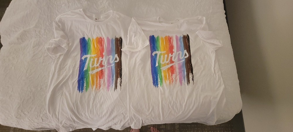 Minnesota Twins XL SGA 6/15/2024 Pride Day Month Shirt TShirt Lot Qty: 2 LGBTQ+-image