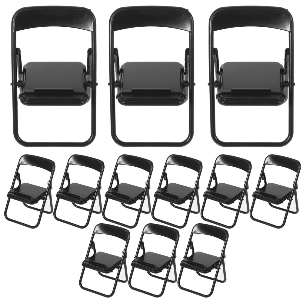 12 Pcs Folding Chair Phone Stand Toy DIY Miniature Furniture
