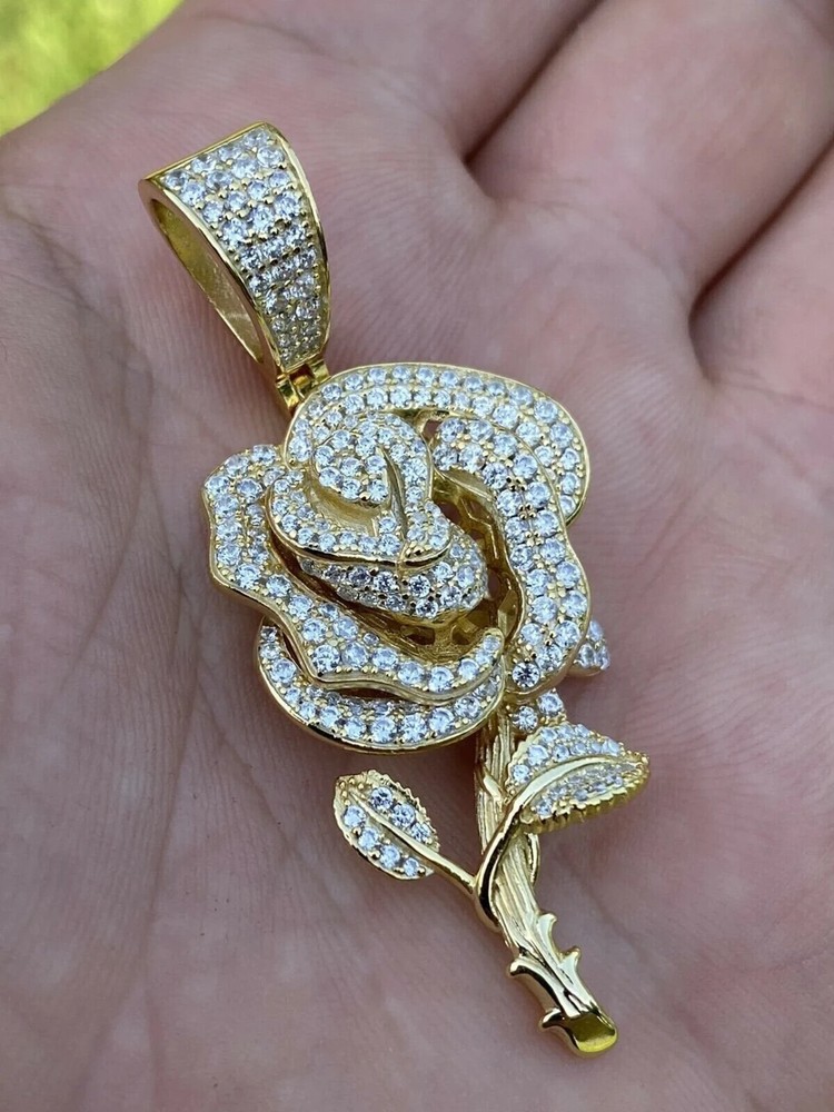 2.30Ctw Round Cut Floral Rose Pendant in 925 Sterling Silver - Passes Diamond Tester