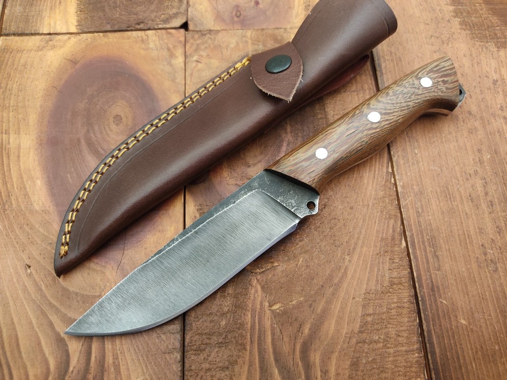 Custom Hand-Forged 1095 Carbon Steel Acid-Washed Camping Survival Hunting Knife