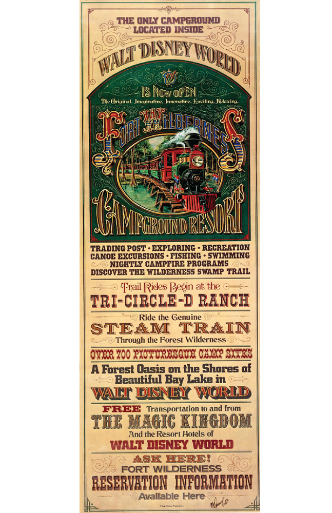 WDW Fort Wilderness Disney 13x19 Satin Finish Poster - Vintage 70s Art Print