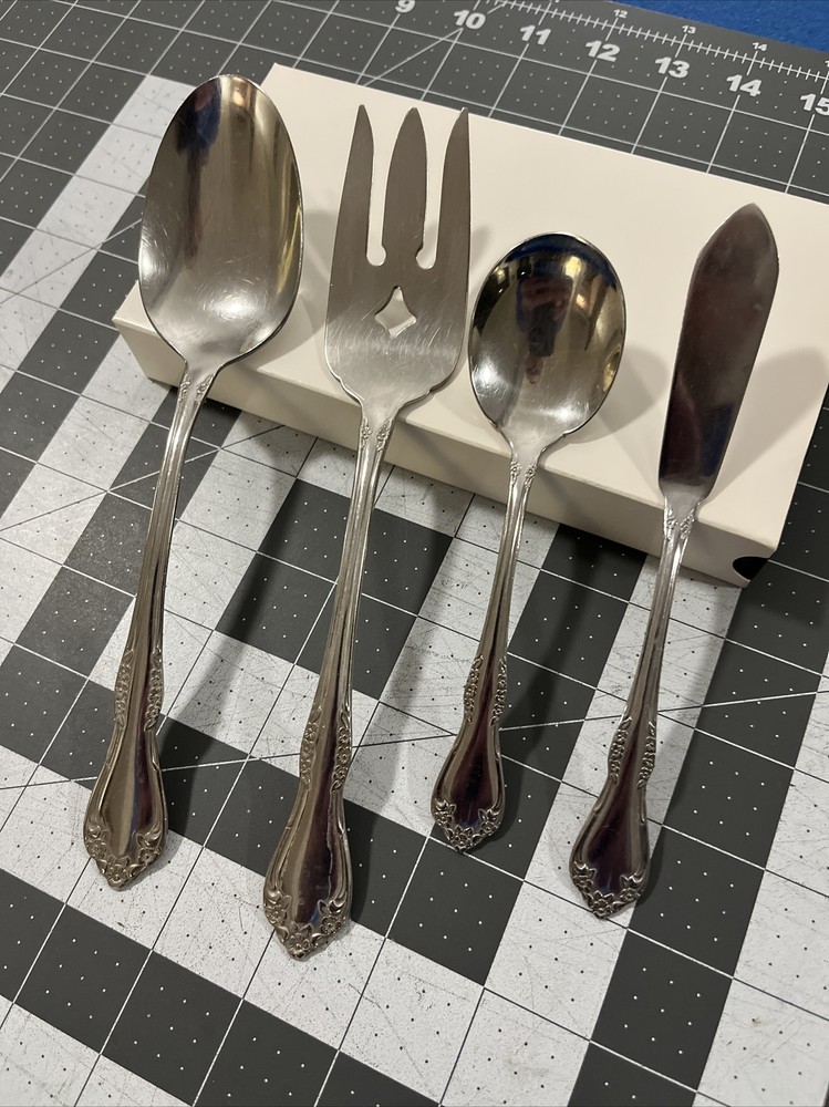 Oneida Ltd WM A Rogers Deluxe Mansfield Amadeus Stainless Serving Utensils - 4