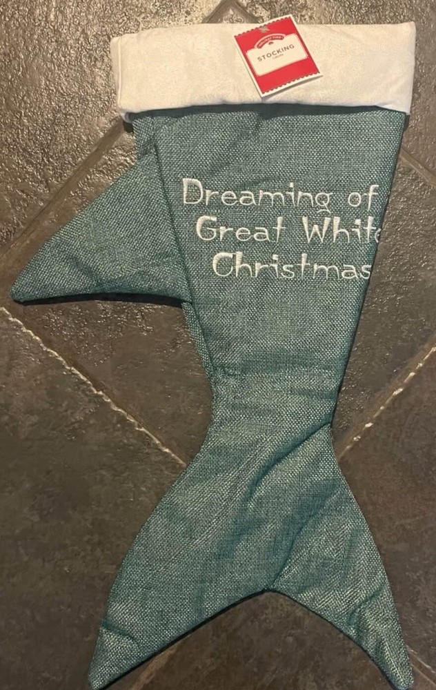 “ Dreaming of a Great White Christmas”  19” SHARK STOCKING  NEW