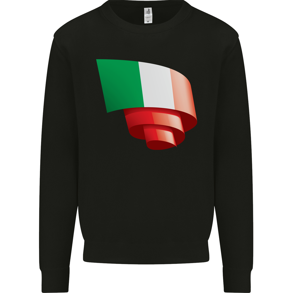 Italy Flag Curled Design Football Fan Mens Sweatshirt for Italians Day